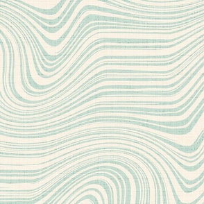 swirling stripes hand drawn-  cream and light pastel green - large scale