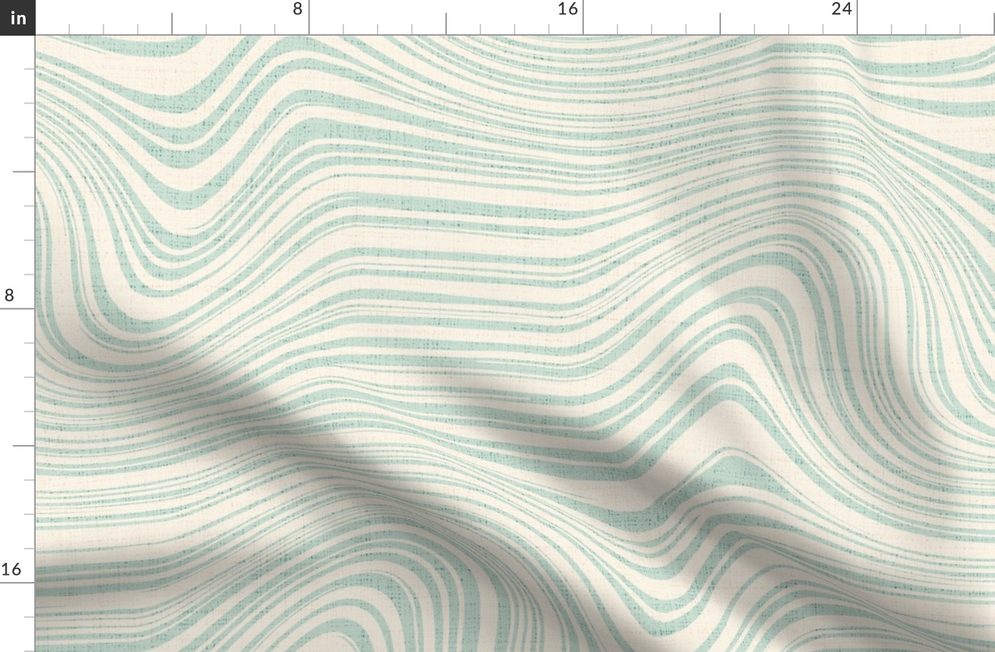 swirling stripes hand drawn-  cream and light pastel green - large scale