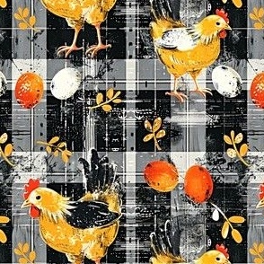 Chickens on Plaid 3