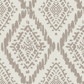 Scribbled diamond ikat -  mega greige and origami white