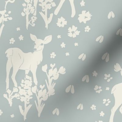 Deer Damask Enchanted Woodland - Blue