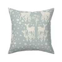 Deer Damask Enchanted Woodland - Blue