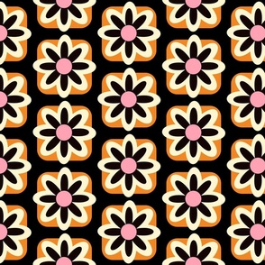 Floral pattern - Geometric and minimalist - cream, pink, orange and black