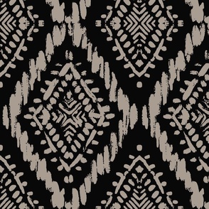 Scribbled Diamond Ikat - Black and Tan