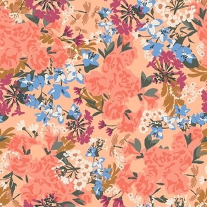 Peach and Purple Busy Floral (Large Scale)(10.5"/12")