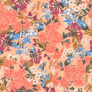 Peach and Purple Busy Floral (Jumbo)(24")