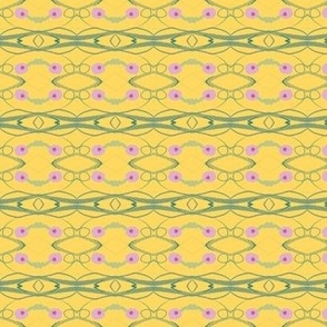 pink dotted dot stripe on yellow