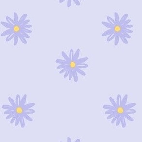 (S) Minimalist Spring Aster Flowers in Pastel Purple and Yellow