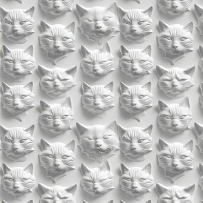 Sculpted Serenity Cats - Monochrome Feline Elegance Pattern