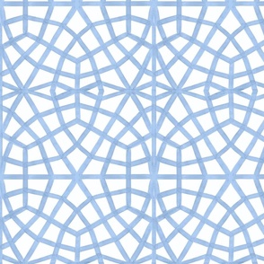 Moroccan Ornate Grid Pattern Blue - Large Scale