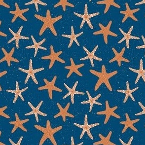 Vibrant orange starfish on blue background, Marine Theme (Small)