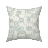 (M) Elegance Abstract Floral in Soft Light Blue/Ivory White