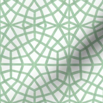 Moroccan Ornate Grid Pattern Green - Medium Scale