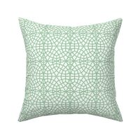 Moroccan Ornate Grid Pattern Green - Small Scale