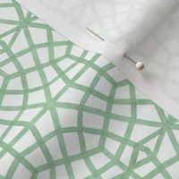 Moroccan Ornate Grid Pattern Green - Small Scale