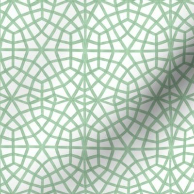 Moroccan Ornate Grid Pattern Green - Small Scale