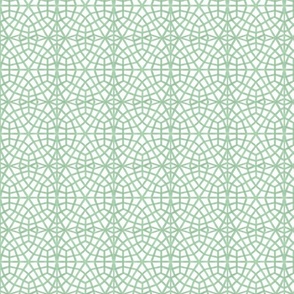 Moroccan Ornate Grid Pattern Green - Small Scale