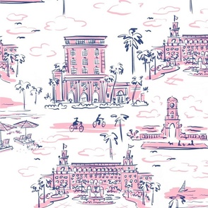 Palm Beach toile pink and navy