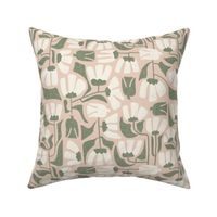 (M) Elegance Abstract Floral in Soft Pink/ Olive Green/ Ecru