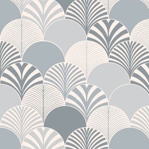 Minimalistic scallop in blue grey wave