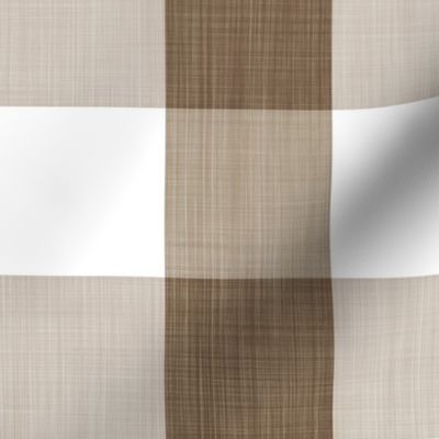 Textured Brown and White Gingham Check 3 inch