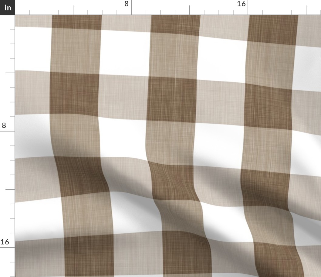 Textured Brown and White Gingham Check 3 inch