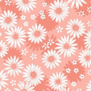 Summer Daisies - peach pink - extra large