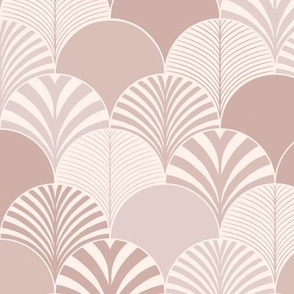 Large scale warm minimalism scallop in dusty pink wave