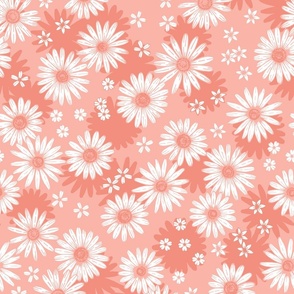 Summer Daisies - peach pink - large