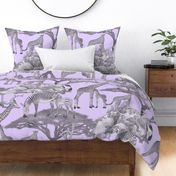 The Serengeti Collection - Wildlife Families - Grey Art Toile on Lilac (Large Format)