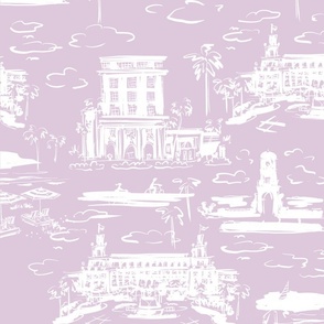 Palm Beach silhouettes on a lavender backdrop