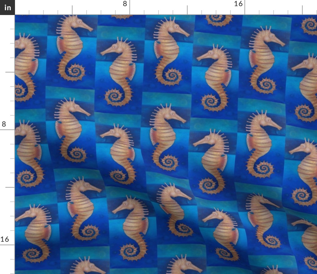 Blue and Gold Seahorses