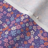 little ditsy floral with purple and orange