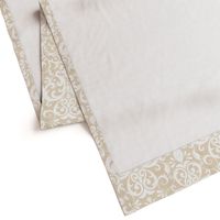 Pastel Fleur de Lis Damask Pattern French Linen Style White Beige Smaller Scale