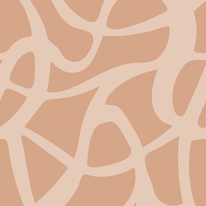 LARGE MODERN ABSTRACT WARM MINIMALISM FLOWING ORGANIC WAVY LINES EARTHY NEUTRALS-PINK BEIGE-CREAM-OFF WHITE