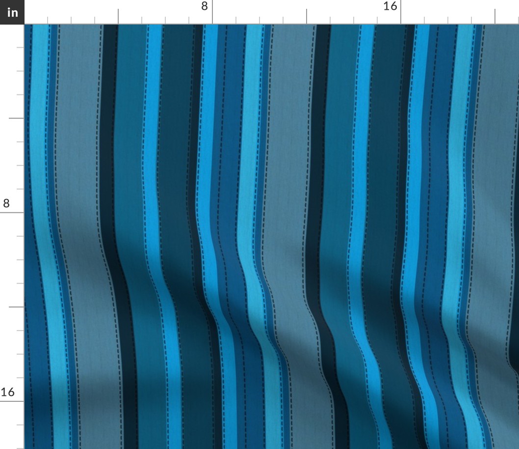 Faux Woven and Stitched Stripes Blue Aqua Teal