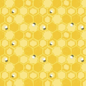 Spring bees in honeycomb (Spring Collection)