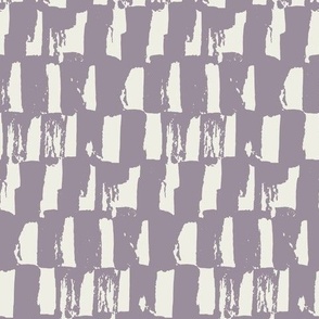 Distressed Check in Hazy Lilac and White Dove.
