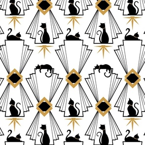 Art Deco Cats - B&W