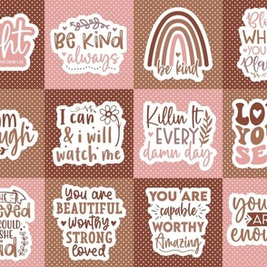 Positive Affirmations 4x4 Patchwork Panels for Peel and Stick Wallpaper Swatch Stickers Patches Cheater Quilts Pastel Polkadots