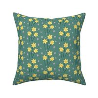 Spring daffodils on green  (small) (spring collection)