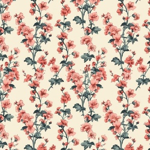  Coral Hibiscus Haven - Vintage Floral Dream