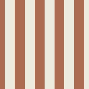 (L) Traditional Awning Stripe 2 inch - Classic Stripes - Pebble White and Terrocatta Brown