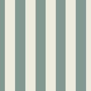 (L) Traditional Awning Stripe 2 inch - Classic Stripes - DUOTONE - Pebble White and Calm Green