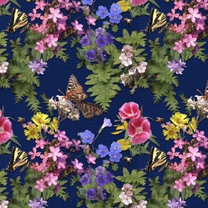 Southwest Wildflowers & Butterflies on Indigo