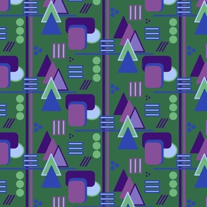 Geometric Abstract - in Blues, Purples, and Greens - Small