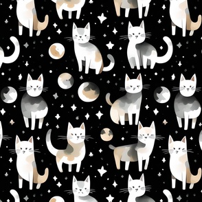 Cats stars and moon