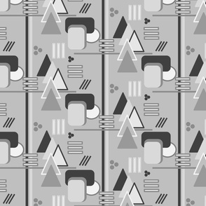 Geometric Abstract in Shades of Gray - Rectangles, Triangles, Circles - Small