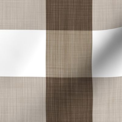 Textured Dark Brown and White Gingham Check 3 inch