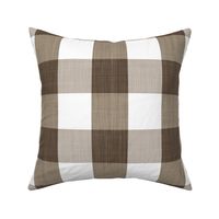 Textured Dark Brown and White Gingham Check 3 inch